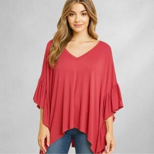 Anthropologie Akemi+Kin Fluttered Knit Blouse M L  Pale Pink Cape Oversize 253